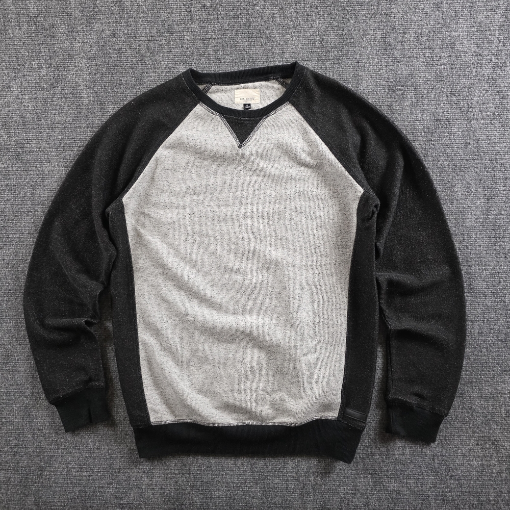 CIVIL SOCIETY Raglan Sweatshirt 60% Cotton HEATHER BLACK Grey Marled